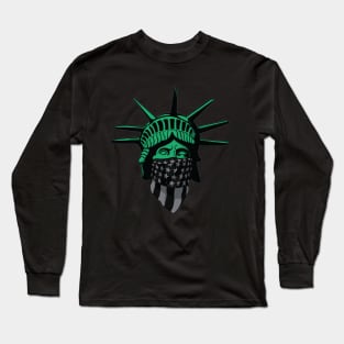 Statue of Liberty Black USA Flag Long Sleeve T-Shirt